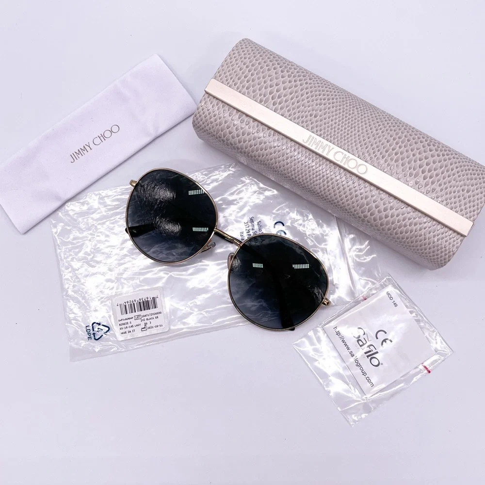 JIMMY CHOO BRAND NEW ROUND OVERSIZED GREY WOMEN SUNGLASSES JIMMY CHOO